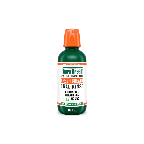 TheraBreath Fresh Breath Mouthwash, Rainforest Mint, Alcohol-Free Mouthwash for Adults, 16 fl oz