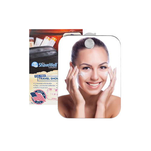 The Shave Well Company Fog-Free Shower Shaving Mirror, Unbreakable Travel Mirror, Suction Cup Included
