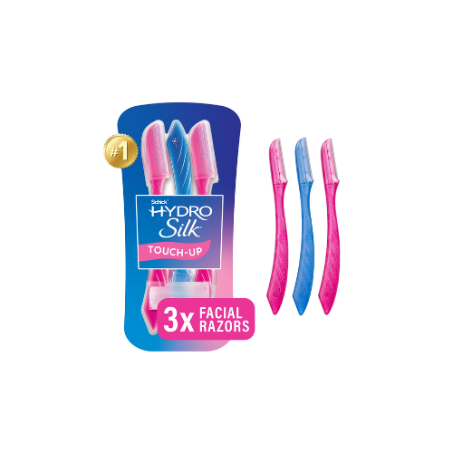 Schick Hydro Silk Touch-up Manual Dermaplaning Razor with Precision Eyebrow Cover, 3 Ct, Women’s Face Razor, Beauty Stocking Stuffer