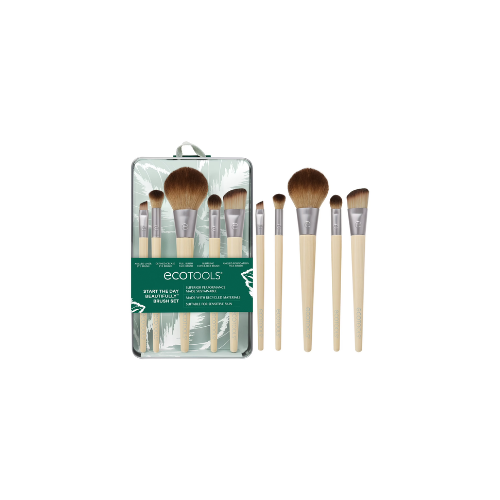 EcoTools Start the Day Beautifully Makeup Brush Kit with Storage Tray, 6 Piece Set