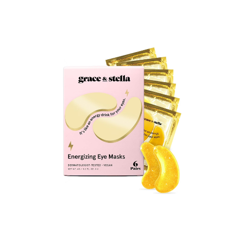 Grace & Stella Energizing Under Eye Mask - Gold 6 Pairs - Gel Eye Patches for Dark Circles, Puffy Eyes, Wrinkles, Undereye Bags