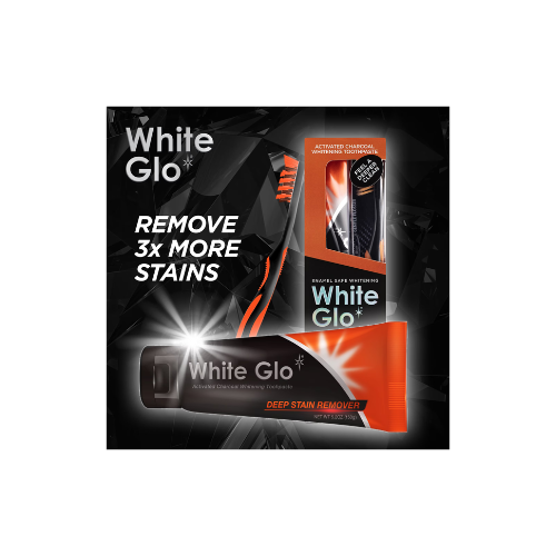 White Glo Deep Stain Remover Activated Charcoal Whitening Toothpaste, 5.2 OZ (150 g) + Toothbrush