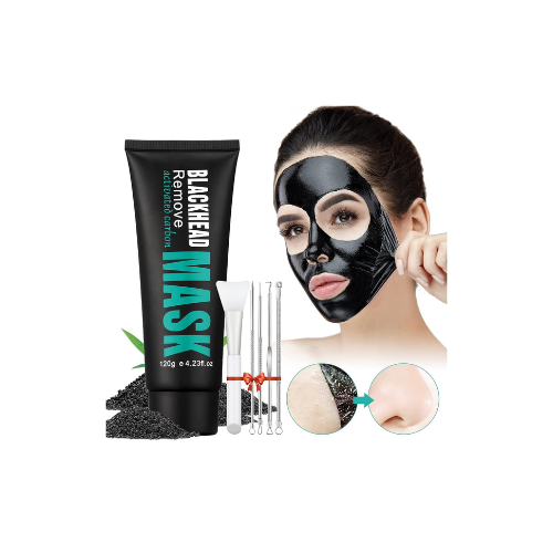 Mooyam Blackhead Remover Mask Kit, Charcoal Peel-off Facial Mask with Brush and Pimple Extractors, Deep Cleansing for Face Nose Blackhead Pores, For All Skin Types 4.23 fl oz