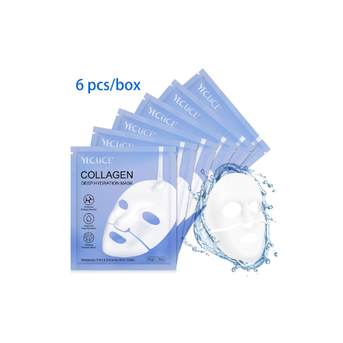 Yecuce 6 Pcs Collagen Deep Hydration Mask,Anti-Aging Hydrating Sleeping Mask for Moisturize, Firm & Enhance Skin Vitality