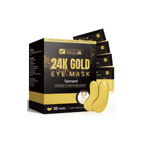 24K Gold Under Eye Mask for Puffy Eyes, Dark Circles, Bags and Wrinkles Patches, 30 Pairs