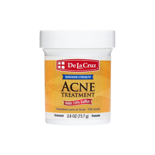 De La Cruz Acne Treatment Ointment - 10% Sulfur, Maximum Strength Clears Acne, Pimples, and Blackheads, 2.6 oz Jar