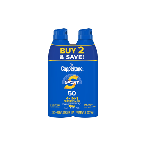 Coppertone Sport Sunscreen Spray SPF 50, Twin Pack (5.5 oz Each)