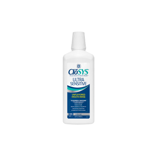 CloSYS Ultra Sensitive Mouthwash, Unflavored Alcohol Free, Dye Free, pH Balanced, Helps Soothe Entire Mouth – 32OZ