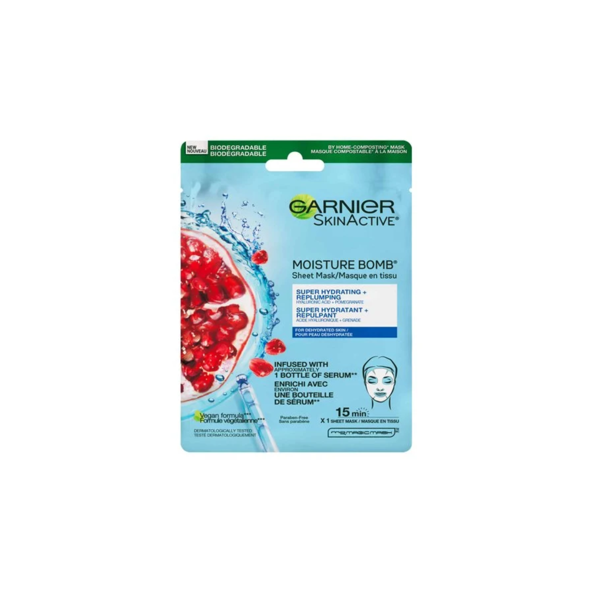 Moisture Bomb Super Hydrating Replumping Sheet Mask with Hyaluronic Acid + Pomegranate