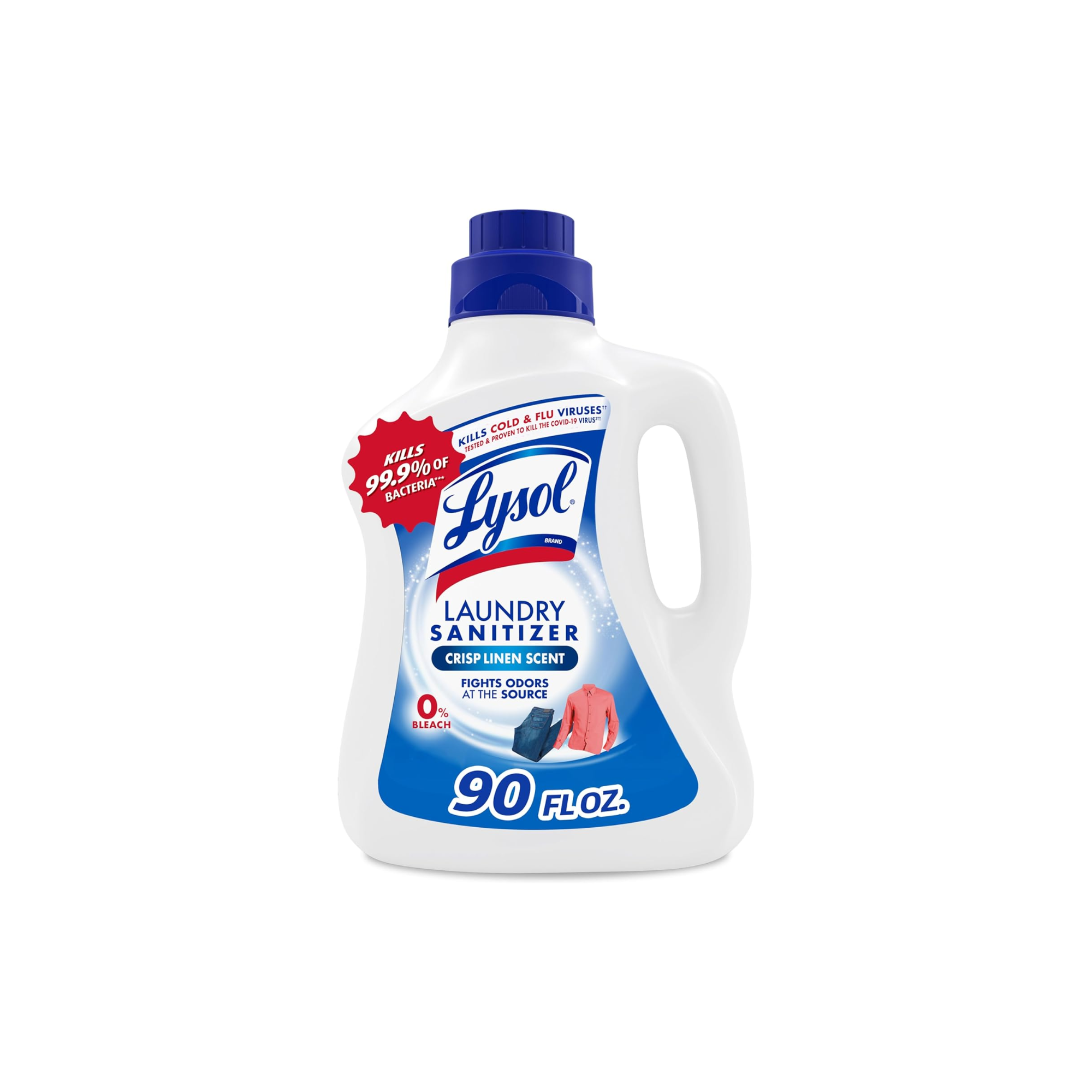 Lysol Laundry Sanitizer Additive, Bacteria-Causing Laundry Odor Eliminator, Detergent Additive, Crisp Linen, 90oz