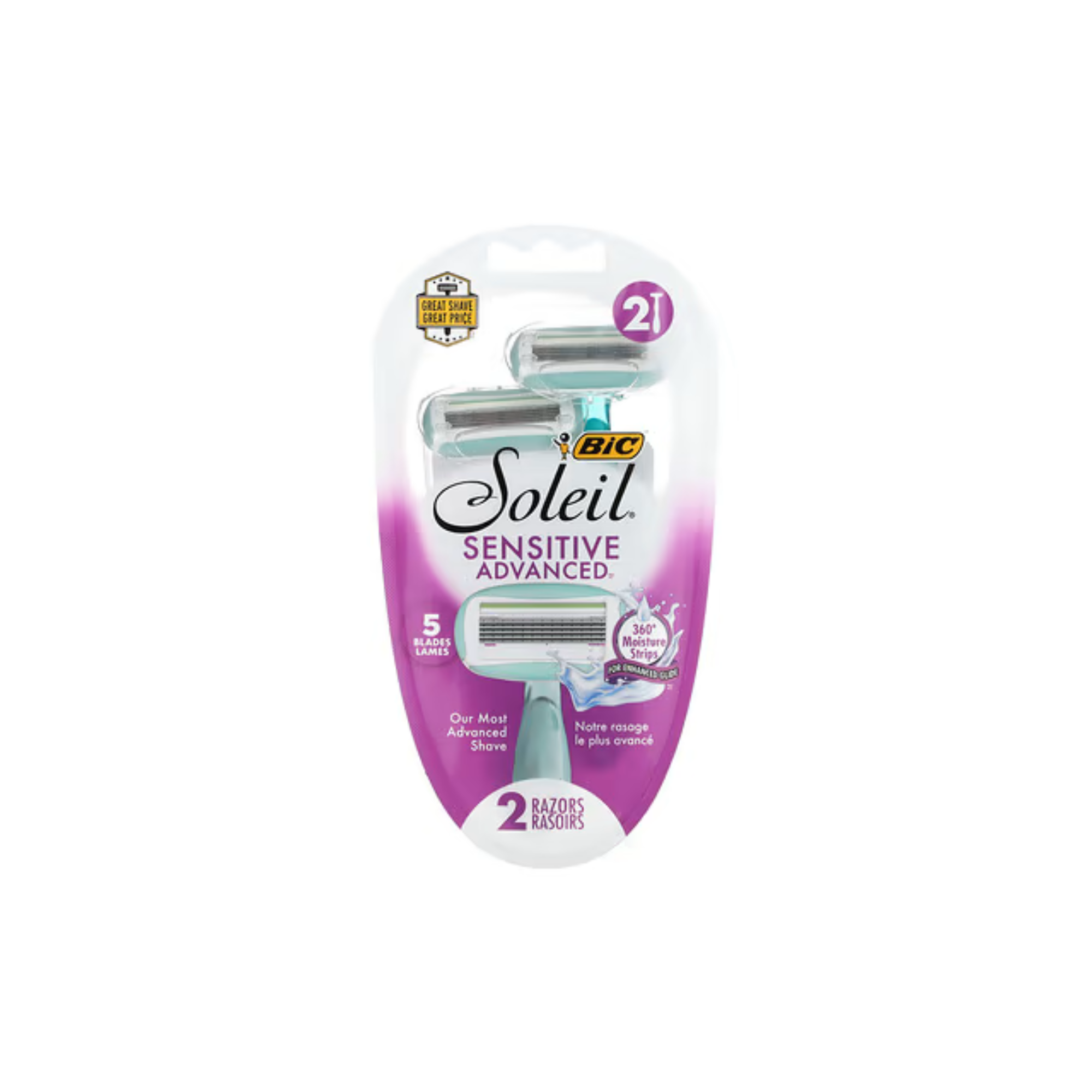 BIC, Soleil Sensitive Advanced, Disposable Razors, 2 Razors
