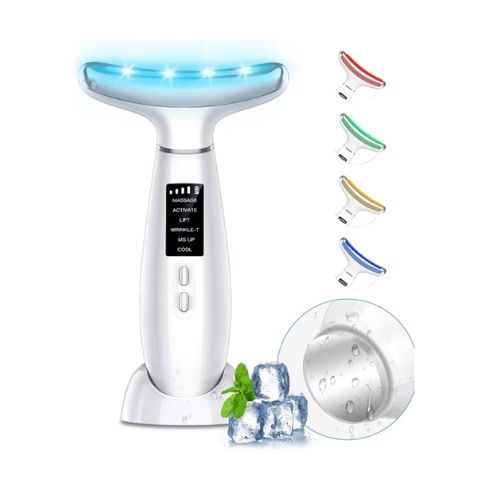 Facial and Neck Beauty Device, Skin Care Face Massager, Multifunctional 6 in 1 Light Therapy Face Sculpting Tool with Vibration, Thermal, Cooling, Microcurrent for Skin Care Routine at Home