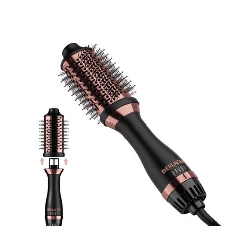 Berlaney Hair Dryer Brush, Ionic Frizz Free Blowout Volumizer & Straightener for All Hair Types, Titanium 4-in-1 Hot Air Brush